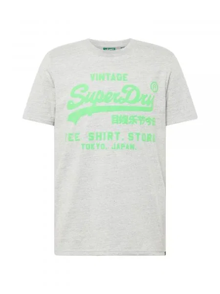 Superdry Tričko melír / světle zelená šedý