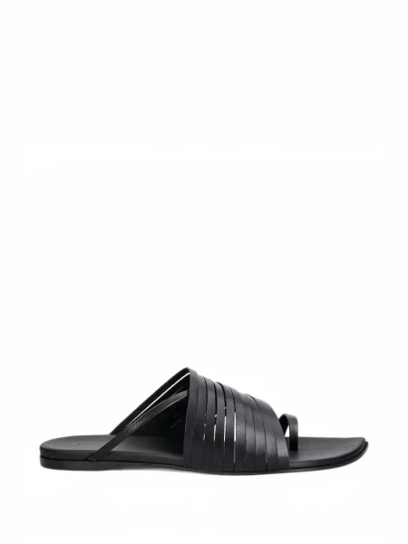 Sandale Emporio Armani din piele cu bretele negru