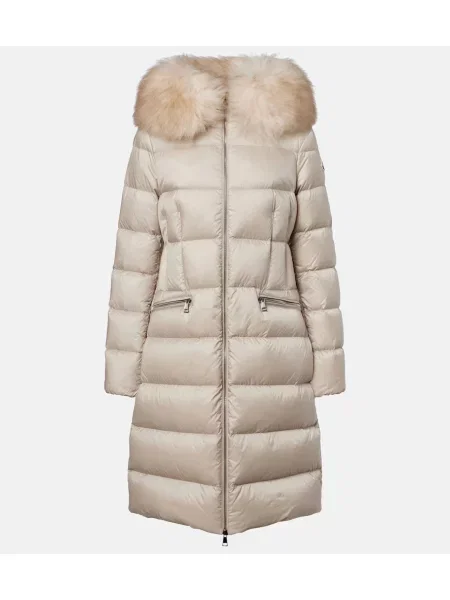 Haină din piele de oaie Moncler din piele de oaie bej