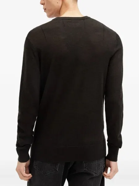 Pulover Allsaints cu broderie cu decolteu rotund maro