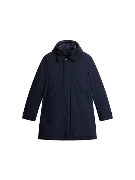 Płaszcz Woolrich z kapturem niebieski