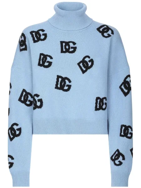 Pulover Dolce & Gabbana cu autograf albastru