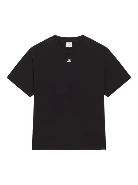 Tricou Courreges cu broderie scurt negru