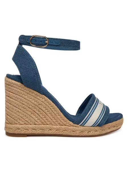 Espadrile Tommy Hilfiger High Wedge Espad Webbing modra