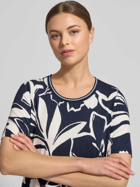 T-shirt z mieszanki i elastanu w całościowym wzorze Betty Barclay granatowa