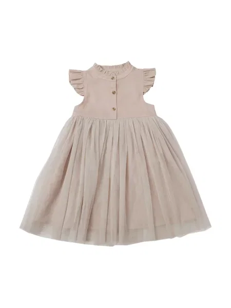 Donsje Dívčí šaty Fleurance Dress béžové