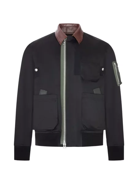 Geanta de piele Sacai negru
