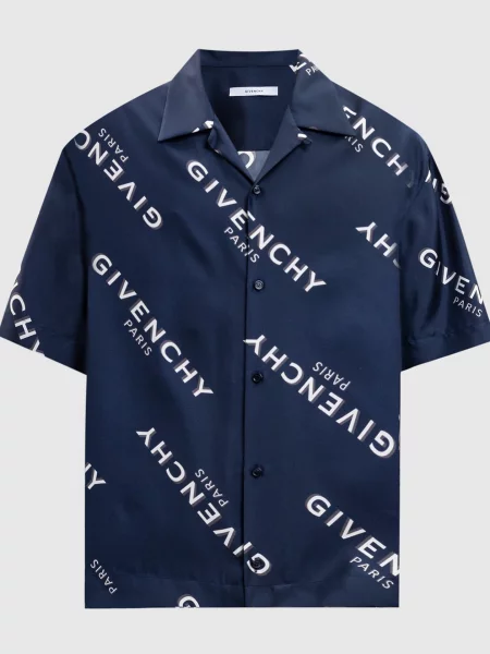 Сорочка із шовку з логотипом Givenchy синя