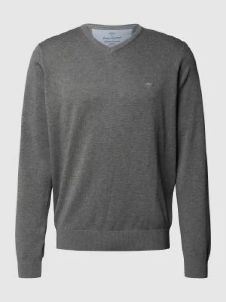 Sweter z dekoltem w serek Fynch-hatton srebrny