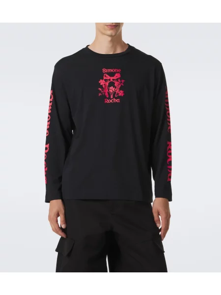 Tricou Simone Rocha cu imagine din jerseu negru