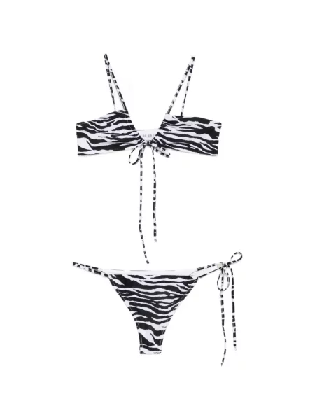 Bikini The Attico cu imagine cu model zebră cu legături alb