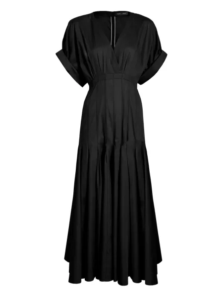 Rochie maxi Proenza Schouler cu decolteu în V plisată de costum negru