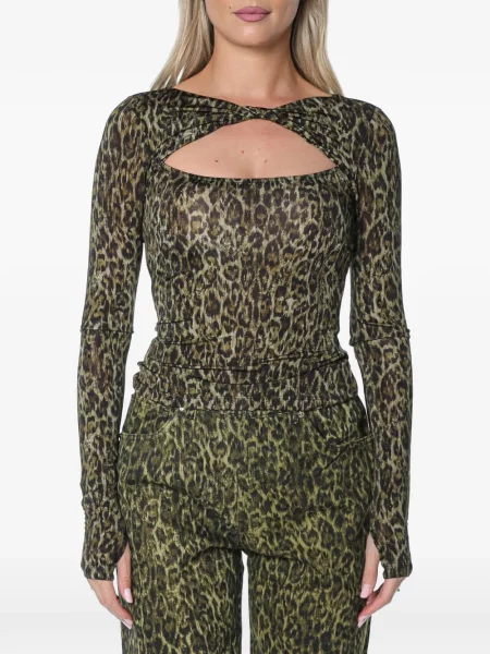 Tricou Just Cavalli cu imagine cu model leopard verde