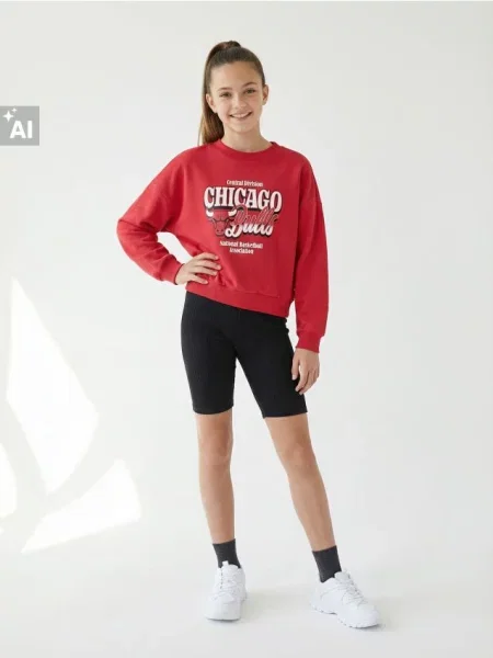 Sinsay Oversize mikina NBA s potiskem Chicago Bulls červená