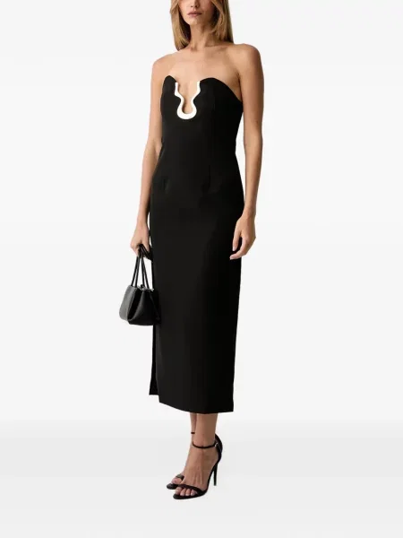 Rochie midi Bardot fără bretele negru