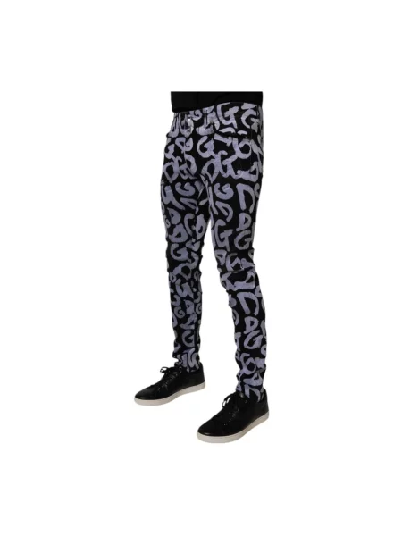 Skinny jeansy skinny Dolce And Gabbana z nadrukiem czarne