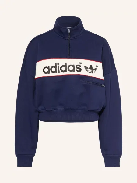 Adidas Originals Mikina S Límcem Troyer tmavě modrá černá bílá