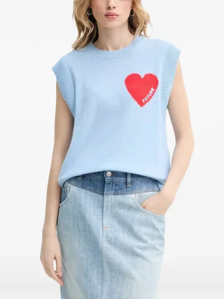 Vestă From Future cu motiv cu inimi albastru