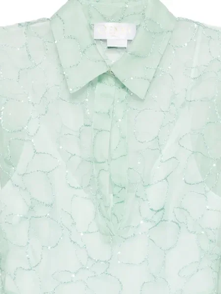 Rochie Genny cu paiete cu model floral de costum verde