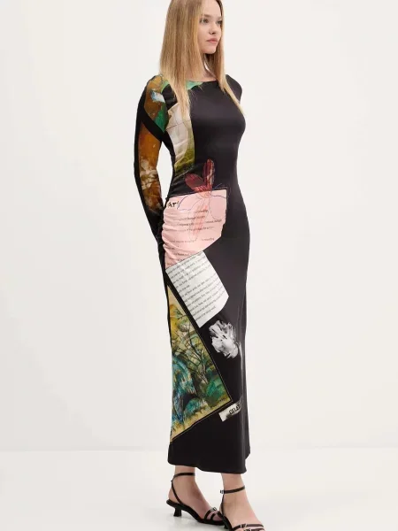 Сукня Desigual PATCH FIONA maxi розкльошена чорний