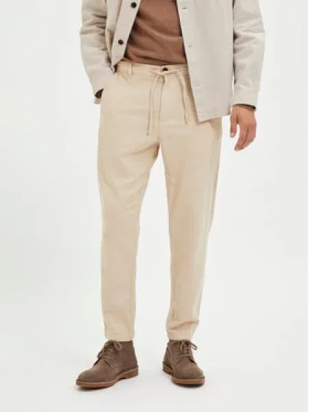 Selected Homme Chino kalhoty Hnědá Slim Tapered Fit béžové