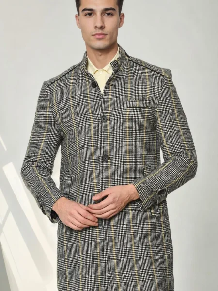 Карирано палто Dewberry сиво