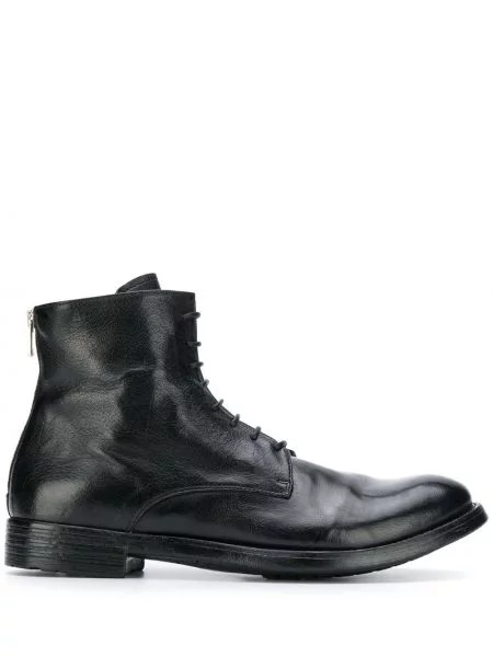 Botine Officine Creative cu șireturi fără toc din dantelă negru