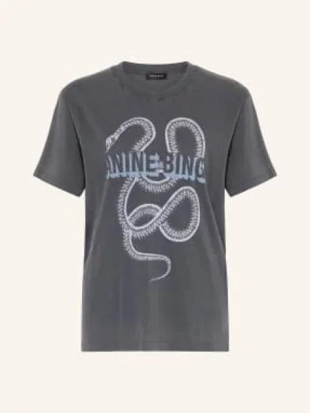Anine Bing Koszulka Snake schwarz czarna