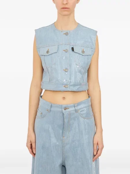 Vestă cu nasturi Haikure cu paiete albastru