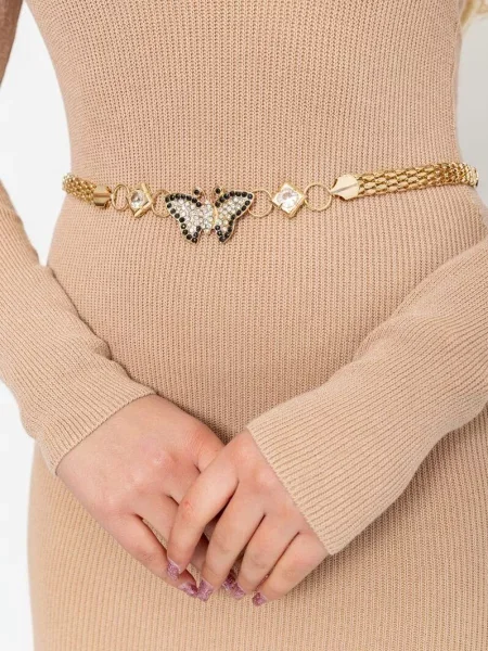 Ремень Ager с ремешками золотой