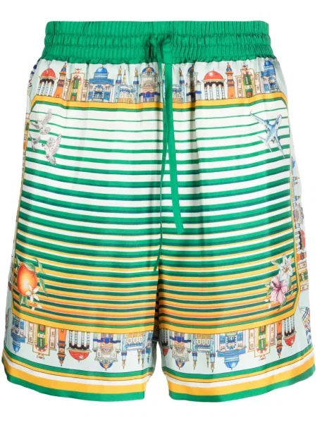 Pantaloni scurți Casablanca de mătase verde