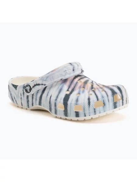 Классические шлепанцы Crocs с эффектом тай-дай на завязках