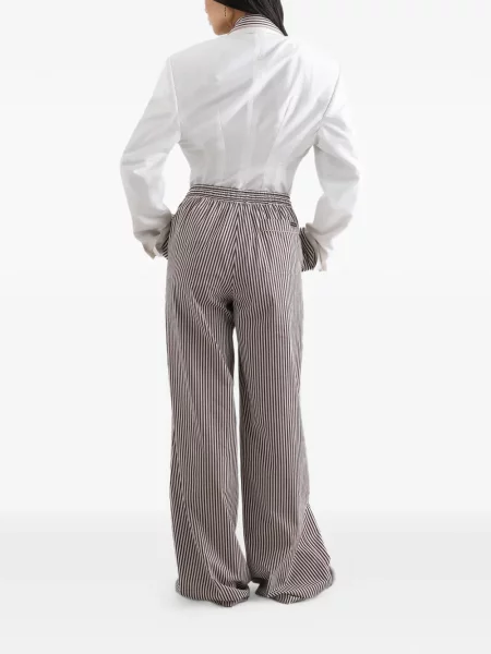 Pantaloni Dolce & Gabbana cu dungi din poplin maro