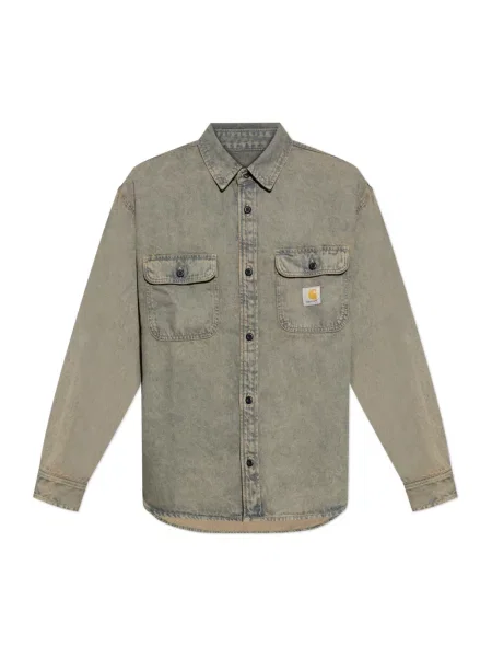 Carhartt Wip Koszule Mężczyzna Szary S Jeansyowa koszula `Tigan` niebieska