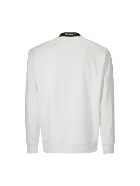 Lniana bluza polarowa C.p. Company z dekoltem w kształcie litery U casual biała