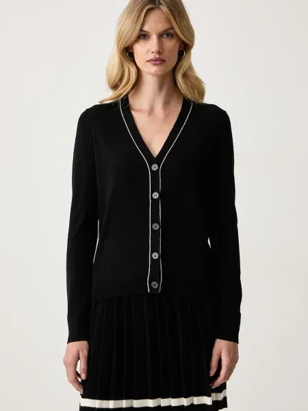 Silvian Heach cardigan pentru femei cu mătase MARRIS negru