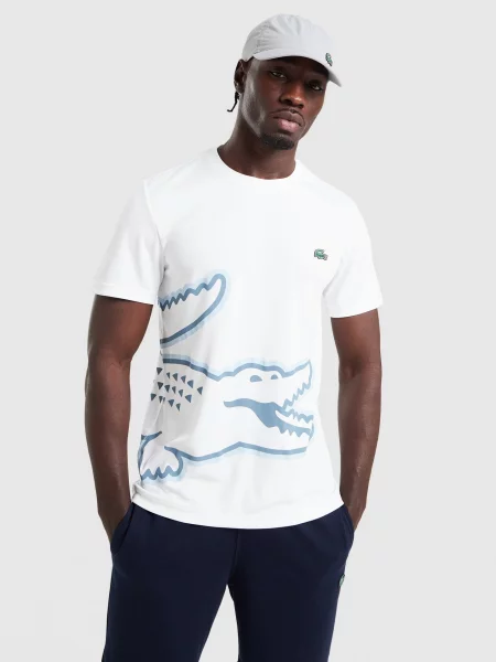 Lacoste T-Shirt Large Croc biała
