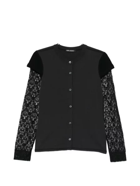 Cardigan Our Legacy cu aplicații din dantelă negru