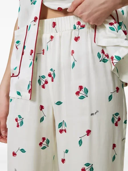 Pijamale Twinset din satin alb