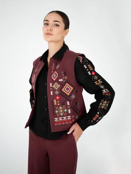 Жилет класичний Едельвіка бавовна/поліестер бордовий