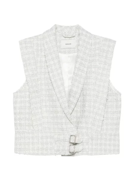 Vestă Homage cu cataramă din tweed alb