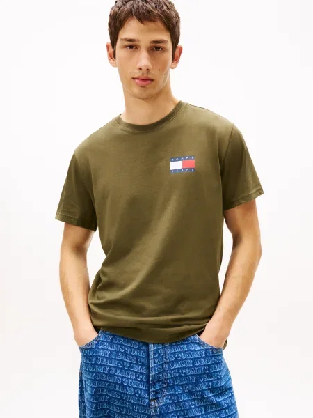 Tommy Jeans Majica ESSENTIAL modra / kaki / rdeča bela