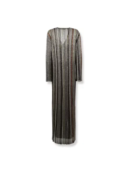 Sukienka maxi Missoni z cekinami z dekoltem w serek w jodełkę
