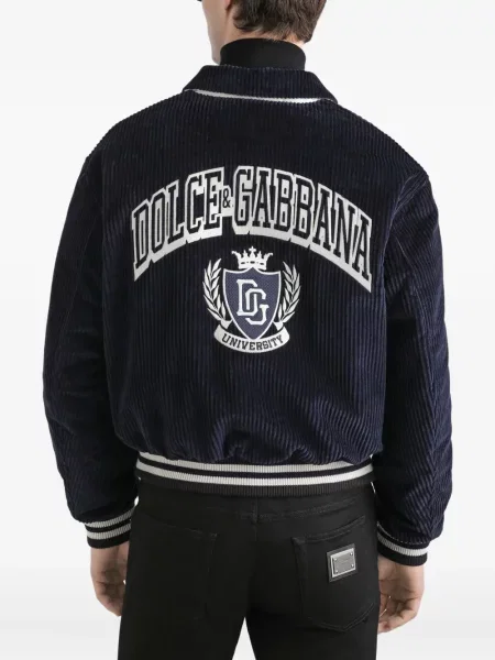Geacă Dolce & Gabbana de catifea cord albastru