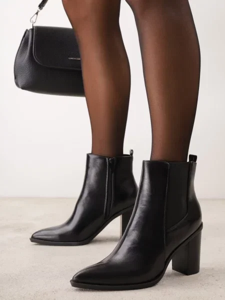 Botine elegante cu gros tip știbleti Kaspella negre