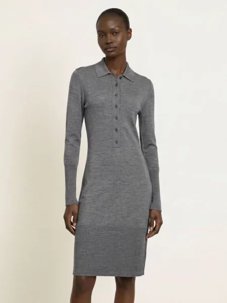 Allsaints Pletené Šaty Coyte tmavě šedá