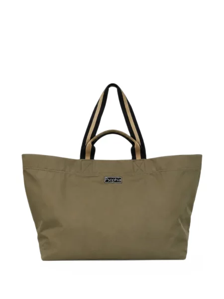 Geantă shopper Psophia cu dungi cu bretele cu autograf verde