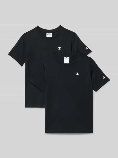 T-shirt w kroju regular fit z nadrukiem logo w Champion czarna