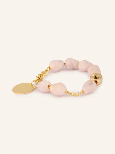 Vanessa Baroni Náramek Organic Pearl zlatá / světle růžová