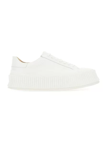 Sneakersy Jil Sander skórzane z okrągłym noskiem białe